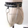 Other Fashion Accessories Belts Y Pub Female Leather Skirt Punk Gothic Rock Harness Waist Metal Chain Body Bondage Hollow Be Dhgarden Dhgqi