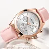 Polshorloges luxe topmerk megir dames mode kwarts pols horloge echt lederen casual waterdichte analoge horloges klok relogio feminino