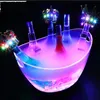 Transparent Acrylic LED Luminous Ice Bucket 8 Liter Plastic Tub for Drinks Champagne Beer Wine Bottles Bucket Cooler