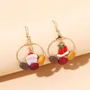 Boucles d'oreilles pendantes en alliage géométrique asymétrique, tendance et créative, grand cercle en bois, bijoux de noël pour femmes et filles, à la mode, 2023