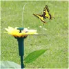 Trädgårdsdekorationer Solenergi Flying Butterfly Bird Sunflower Yard Stake Ornament Decoroutdoor Decor Flower Pot DHM5V