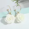 Große Blumen-Anhänger-Ohrringe für Frauen, eleganter Stoff, baumelnde Ohrringe, 2023, Mode, bunte Hochzeitsaccessoires, Damen, Mädchen, Geschenke