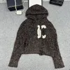Kadın Sweaters Designer Lüks Sweater CE Kadın Ceket Kaşmir Harksian Orta Uzunluk Örme Kapşonlu Gevşek Çizgili İnce Bayan Trençkot 2SDV