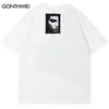 Hommes s T-shirts Hip Hop Punk Streetwear T-shirt Y2K Rétro Graphique Broderie Patch Patchwork Gothique T-shirt 2023 Mode Coton Surdimensionné Tee Top 230403