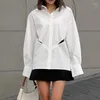 Damenblusen Tossy White Chiffon Hollow Out für Frauen Shirts Langarm Patchwork Lässige durchsichtige Achselzucken Reversbluse Damen Strickjacke