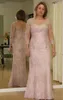 2023 Illusion Mother Of The Bride Dresses Scoop Neck Lace Applique Tulle Long Sleeves Mother Dress Plus Size Party Dress Wedding Gown