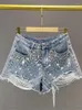 Kvinnors shorts denim byxor rippade bredben kvinnlig 2023 sommar kvinna chic hög midja lös och bantning korta jeans