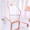 Schmuckständer 87Hc Hexagon Transparent Rose Gold Ring Geometrisch Klarglas Box Organizer Tabletopholder Drop Delive Dhgarden Dhys8