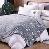 Blanket Luminous Warm Flannel Night Fluorescent Geometric Print Sheet Sofa Throw Bedspread Childrens Siesta Leisure Coverings 231102