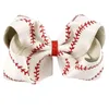 Hårtillbehör 7 "Big Leather Baseball Bow for Kids Girls Handgjorda Softball Headwear Boutique