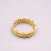 Cluster Rings Pure Solid 24Kt 3D Yellow Gold Width 5mm Hollow Six-word Mantra Pattern Ring US Size 6.5 About 1.71g