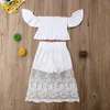 Clothing Sets Toddler Kids Baby Girl Style White Lace Floral Tops Long Skirt Adorable 2Pcs Outfit Princess Clothes