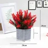 Decorative Flowers Tea Table Artificial Plant Bonsai Fake Flower Potted For Indoor Living Room Decoration