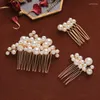 Hair Clips 5PCS Gold Color Combs And Pins Head Decoration Wedding Accessories Pearl Women Handmade Jewelry Ornament