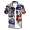 Mäns avslappnade skjortor Sommar mode män kort ärm hawaiiansk skjorta för män snabb torkning plus storlek 3xl xl 5xl blommor strand