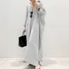 Casual Dresses Summer Fashion Cotton Linen Striped Cardigan Lossa stort temperament Oregelbundna kvinnors långa toppar 230403