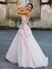 Colorful Wedding Dresses Lace Backless A-Line V-Neck Sleeveless Country Bridal Gowns