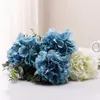 Decorative Flowers 10pcs Teal Artificial Hydrangea Wholesale Silk Heads With Stems For Wedding Home Decor