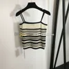 Kvinnliga brev broderade Camis Fashion Stripe Knits Top Summer Breattable Gym Vest Woman Sport Tops