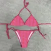 Designer kvinnor badkläder sexig ihålig baddräkt brev tryck baddräkt två bit bikini set