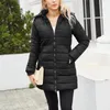 Women's Trench Coats Medium Length Slim Cotton Suit Warm Coat Autumn Winter Solid Detachable Hood Jacket Tops Female Outerwear