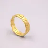 Cluster Rings Pure Solid 24Kt 3D Yellow Gold Width 5mm Hollow Six-word Mantra Pattern Ring US Size 6.5 About 1.71g