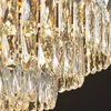 Hangende lampen gouden roestvrijstalen kroonluchter verlichting voor el villa lobby eigentijdse luxe mode multilayer crystal g9 luminaires