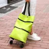 Storage Bags Portable Vegetable Caddy Little Praded House Folding Shopping Hand -Play Cars Light Bringing The Wheel Household Pouch Bag