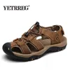 Sandals Vancat Big Size Genuine Leather Cowhide Men Sandals Summer Quality Beach Slippers Casual Sneakers Outdoor Beach Shoes 230403