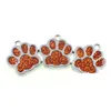 チャーム20pcs/lot rhinestones dog paw print footprintsハングペンダントチャームdiyキーチェーンキーリングネックレスファッションジュエリー