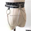 Other Fashion Accessories Belts Y Pub Female Leather Skirt Punk Gothic Rock Harness Waist Metal Chain Body Bondage Hollow Be Dhgarden Dhgqi