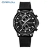 腕時計Crrju Men Quartz Watch Luxury Sports Waterproof Chronograph Luminous Date Man Wristwatch Business Leather Men's Watches Clock