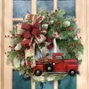Fiori decorativi Ghirlanda natalizia Pianta artificiale Rattan Camion rosso Autunno rustico per la porta d'ingresso Ghirlanda Decorazione natalizia da appendere al Ringraziamento