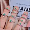 Ringar Weainy Natural S925 Sier Exquisite Neogothic Delicate Ring Emerald Jewelry Drop Delivery Dhgarden DH5HY