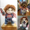 Cão vestuário animal de estimação diversão transformação conjunto mortal boneca perseguindo com uma faca criativa e engraçada traje de roupas de gato
