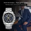 Montres à Quartz en acier inoxydable argenté pour hommes montre en acier pour hommes horloge d'affaires étanche Relogios Masculinos