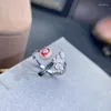 Cluster Ringe KJJEAXCMY Fine Jewelry S925 Sterling Silber Intarsien Natürlicher Edelstein Rubin Mädchen Ring Unterstützung Test im chinesischen Stil