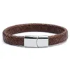 Bracelets porte-bonheur XINYAO rouge marron noir Bracelet en cuir véritable tressé hommes femmes acier inoxydable aimant large Pulsera