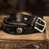 Belts Product Designer Genuine Leather Men's Pleated Belt USA Western Retro Denim Style Personality Cowboy Pin Buckle