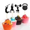 Cake Tools 48pcs Weight Lifting Topper Cartoon Fitness Gymnastics Gym Cupcake Toppers Sports Workout Athletics Dessert Topers