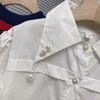 Camisas para niños BABI Ropa para niña Ropa para niña Otoño Niñas para niños Manga larga Perla Colgante Polo Moda coreana Camiseta blanca Kawaii 230403