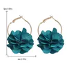 Boucles d'oreilles créoles grandes fleurs en tissu moelleux pour femmes boucles d'oreilles cercle de mariage élégant à la mode accessoires bijoux de mode dames