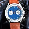 Breitling Watches Quartz Hareketi 43mm Yuvarlak Çerçeve Moda Kol saatleri Deri De Luxe Menhigh Kaliteli Mağaza Orijinal