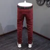 Jeans masculinos Moda de moda de alta qualidade Elastic Red Slim Fit Fit Vintage Estilo coreano Casual Designer Denim Calças