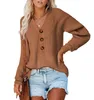 Kvinnors tröjor Solid V-ringning Kvinnor Cashmere Thin Cardigan Sweater Single Breasted Loose 2023 Sticked Spring Autumn Fashion Topwomen's