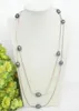 Chains JQHS Genuine Long 120cm 12mm Baroque Chain Rice Black Pearls Necklace C858 Choker