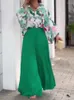 Calças femininas de duas peças casuais conjuntos soltos verão vintage camisa com estampa boho perna larga ternos femininos 2023 moda roupas femininas elegantes