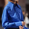 Kvinnors blusar skjortor Ael Royal Blue Shirt Women Lapel Blouse Feminina Fashion Safari Style Spring Summer Top Clothing Loose Plus Size 230331