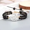 Strand Vintage Beaded Bracelet Men Bright Black Stone Adjustable Wrap Bracelets Tree Of Life OM Pendant Bangles Women Yoga Jewelry Gift