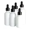 Storage Bottles Wholesale 30ml 50ml 100ml White Porcelain Essential Oil Glass Dropper Bottle Empty Serum With Black Cap